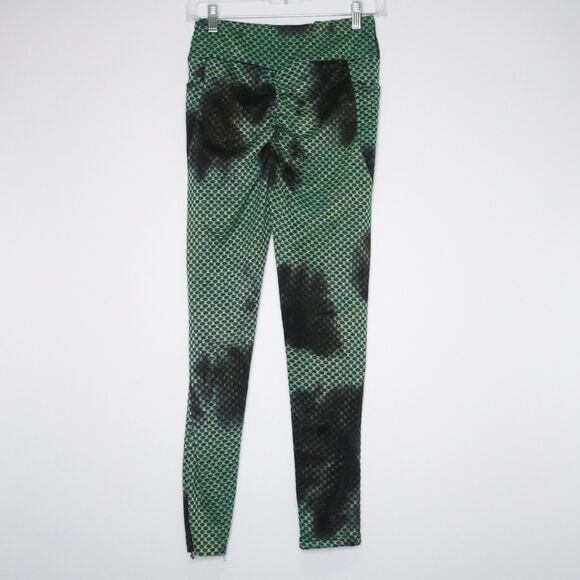 Womens Yoga Leggings Size L/XL Green Black Tie Dye Booty Lifting Workout Jogger - Picture 1 of 10